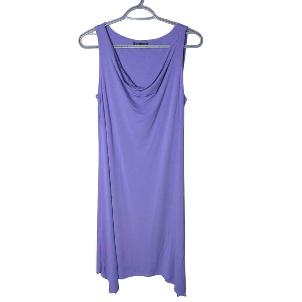 Eileen Fisher Purple Sleeveless Draped‎ Neck Shift Dress Size XS Relaxed